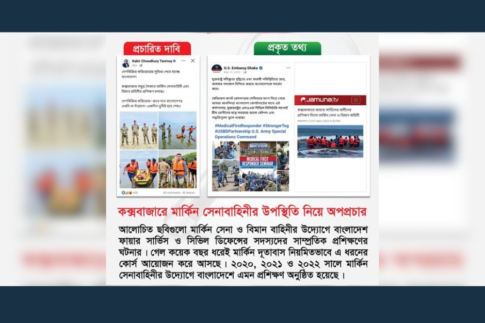 কক্সবাজারে মার্কিন সেনাবাহিনীর উপস্থিতি নিয়ে অপপ্রচার